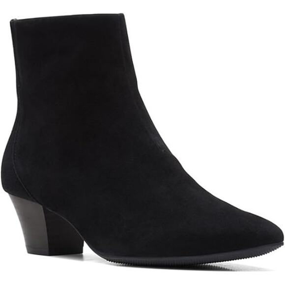 NWT Clarks Teresa Boot Womens Faux Black Suede Zipper Ankle Boots-Size6 - Picture 2 of 7